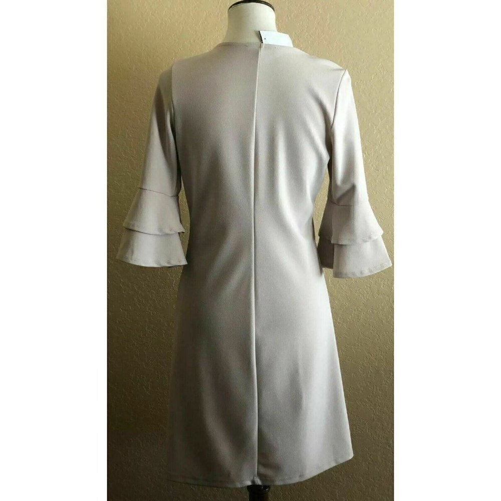 The Vanity Room Womens Beige Ruffle Sleeve Dress M - Picture 2 of 11